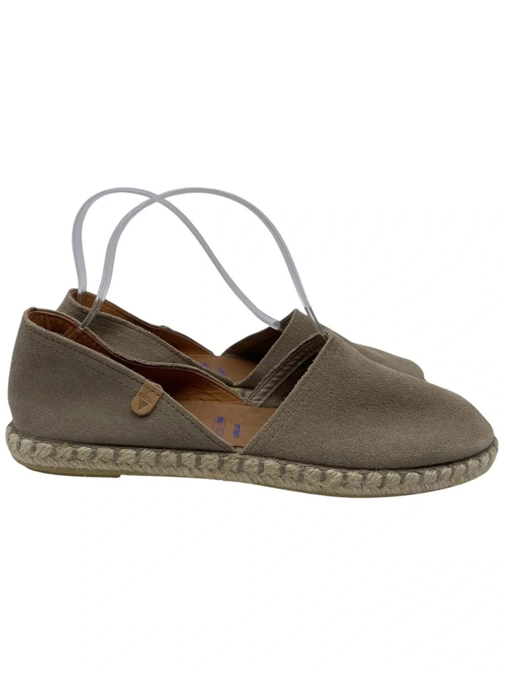 Verbenas Womens Shoes Espadrille Slip On Sz 7.5 Stone Tan Suede Leather D'Orsay